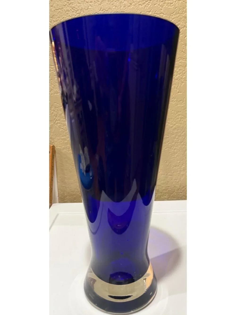 Handcrafted Mouthblown Cobalt Blue Glass Vase From Poland 11.5 Inches Tall